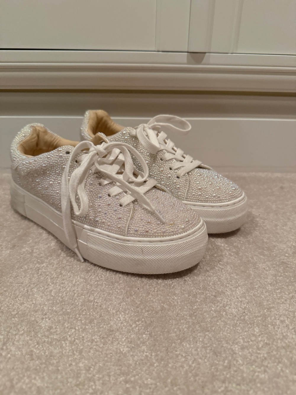 Betsey Johnson Rhinestone Pearl White Sneaker